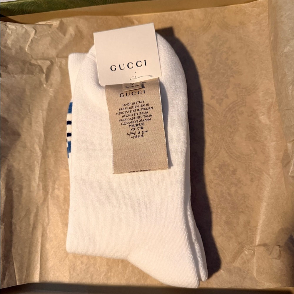 Gucci White and Blue Men's Casual Socks